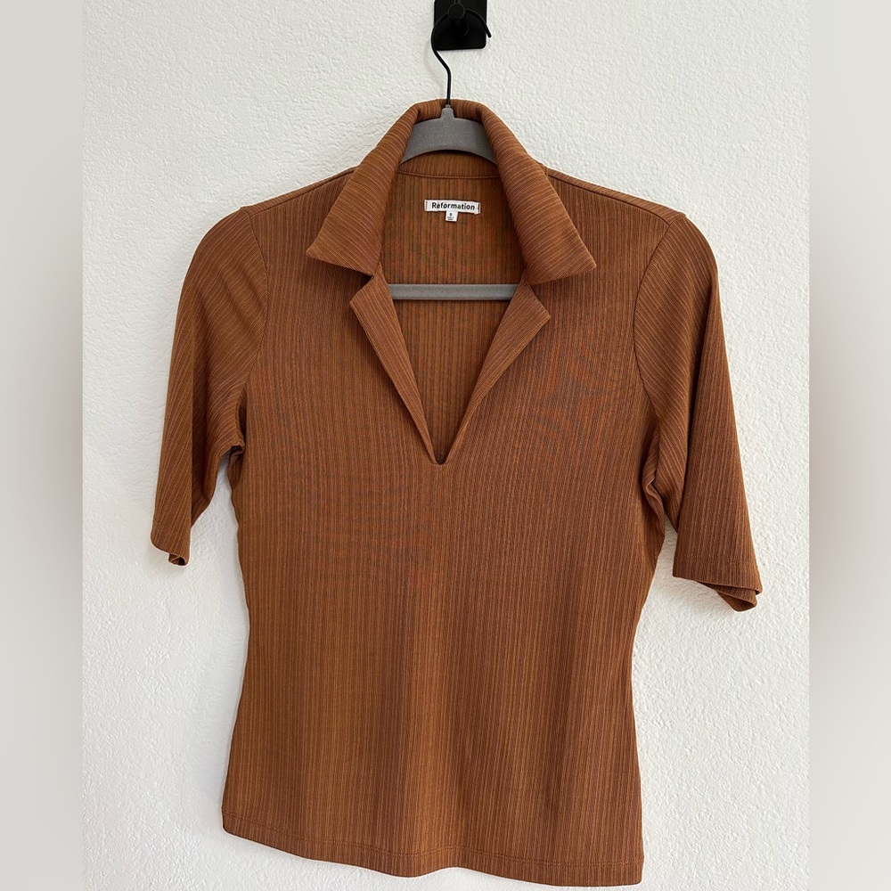 Reformation Thomas Knit Top in Mocha, Sz Small